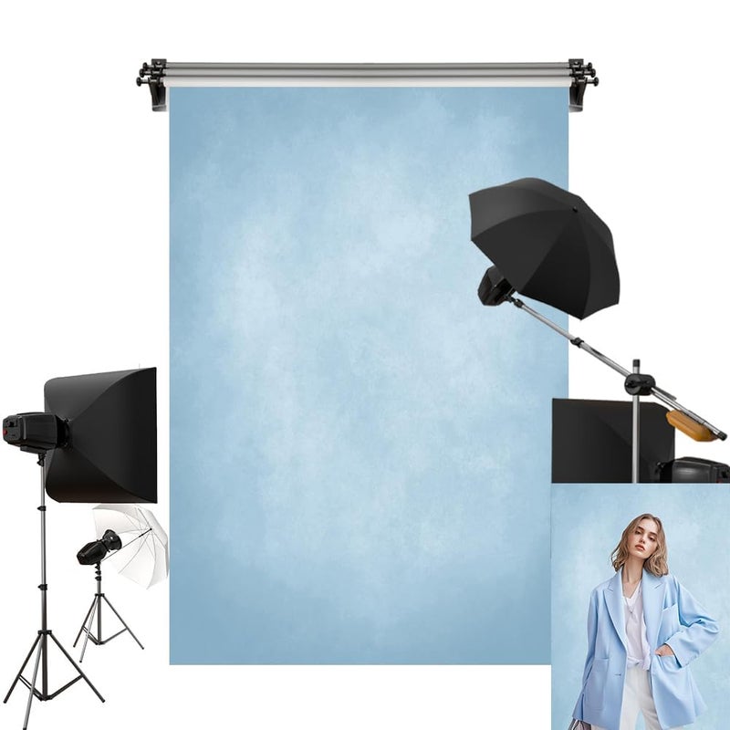 Kate 5x7ft/1.5x2.2m Blue Backdrop Texture Baby Blue Portrait Photo Shoot Studio Props - Image 1
